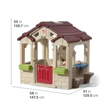 Step2 Charming Cottage Kids Playhouse, Indoor/Outdoor Playset, Interactive Play with Sounds, Made of Durable Plastic, For Toddlers 2+ Years Old