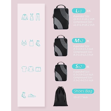 BAGSMART Compression Packing Cubes Set for Easy Travel