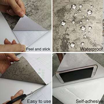 TOTIO Gray Concrete Wallpaper Peel Stick Easy Installation