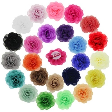 inSowni 24PCS Alligator Hair Clips - Vibrant Chiffon Flower Accessories