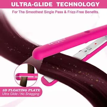 Keragard Mini Flat Iron Smart Ceramic Tourmaline Hair Straightener for Travel,Small Flat Irons for Short Hair， Dual Voltage Flat Iron (Pink)
