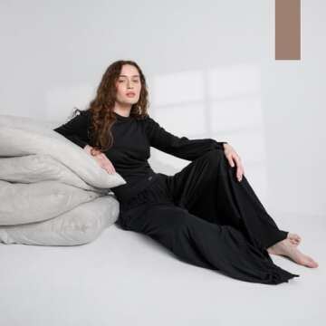 Lunya Organic Pima Wide Leg Cotton Pants for Women - Organic Cotton Palazzo Pants - High Rise Wide Waistband - Raw Hem for Customization - Relaxed Lounge Wear - X-Large - Immersed Black