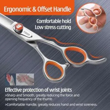 FOGOSP Professional Curved Scissors for Dog Grooming 7 inch 30 Degree Downward Curved Shears Dog Grooming Japan 440C Stainless Steel Master Tools for Dogs Cats Shih Tzu