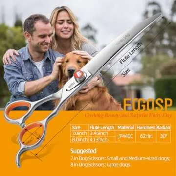 FOGOSP Professional Curved Scissors for Dog Grooming 7 inch 30 Degree Downward Curved Shears Dog Grooming Japan 440C Stainless Steel Master Tools for Dogs Cats Shih Tzu
