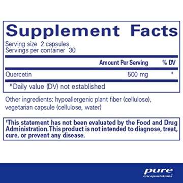 Pure Encapsulations Quercetin - 500 mg - Immune Support, Cellular Health & Heart Health - Antioxidan...