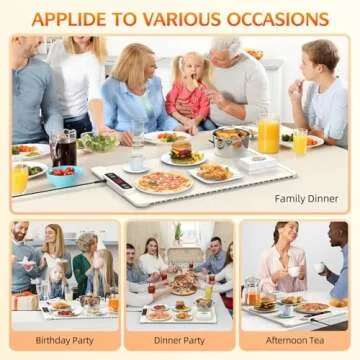 Warming Mat for Food, 5-Temp Electric Tray with Child Lock & Auto Shut-Off, Foldable Silicone Warmer for Baby Bottles, Baking, Travel, Buffets (15.7x23.6 Inch)