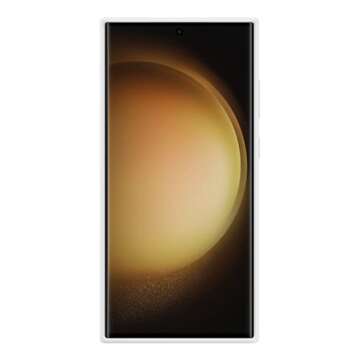 SAMSUNG Galaxy S23 Ultra Silicone Grip Phone Case, Protective Cover w/Silky Smooth Texture, Detachable Strap, US Version, EF-GS918TWEGUS, White