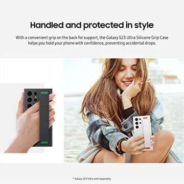 SAMSUNG Galaxy S23 Ultra Silicone Grip Phone Case, Protective Cover w/Silky Smooth Texture, Detachable Strap, US Version, EF-GS918TWEGUS, White