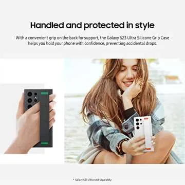 SAMSUNG Galaxy S23 Ultra Silicone Grip Phone Case, Protective Cover w/Silky Smooth Texture, Detachable Strap, US Version, EF-GS918TWEGUS, White