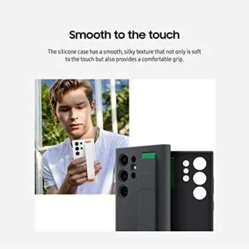 SAMSUNG Galaxy S23 Ultra Silicone Grip Phone Case, Protective Cover w/Silky Smooth Texture, Detachable Strap, US Version, EF-GS918TWEGUS, White