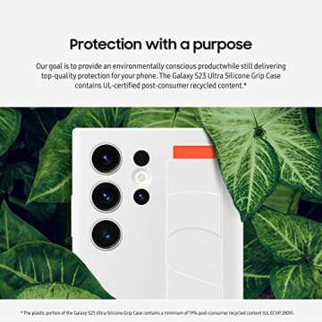 SAMSUNG Galaxy S23 Ultra Silicone Grip Phone Case, Protective Cover w/Silky Smooth Texture, Detachable Strap, US Version, EF-GS918TWEGUS, White