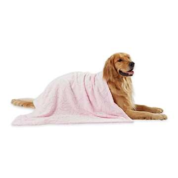 Bone Dry Embossed Bone Print Pet Blanket, Pink, 36x48"