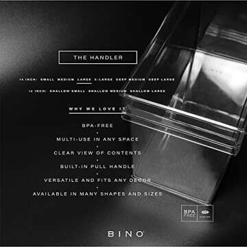 BINO | Plastic Storage Bins, Large | THE HANDLER COLLECTION | Multipurpose Organizer Bins | Kitchen ...