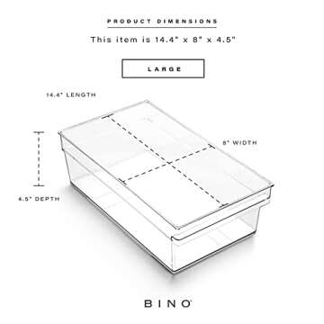 BINO | Plastic Storage Bins, Large | THE HANDLER COLLECTION | Multipurpose Organizer Bins | Kitchen Pantry Organizers and Storage | Clear Containers for Organizing Home | Freezer Organizer