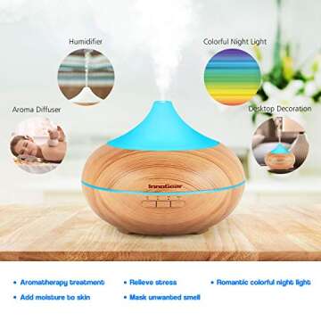 InnoGear 500ml Smart Wi-Fi Essential Oil Diffuser Vaporizer App Control Compatible with Alexa Google Home Aromatherapy Diffusers Cool Mist Humidifier with Timer 7 LED Lights Adjustable Mist