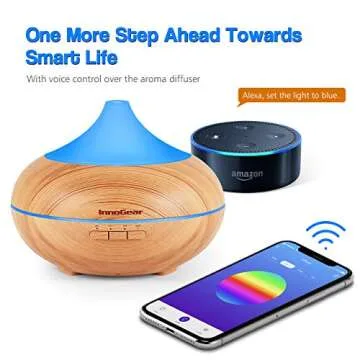 InnoGear 500ml Smart Wi-Fi Essential Oil Diffuser Vaporizer App Control Compatible with Alexa Google Home Aromatherapy Diffusers Cool Mist Humidifier with Timer 7 LED Lights Adjustable Mist