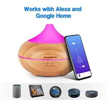 InnoGear 500ml Smart Wi-Fi Essential Oil Diffuser Vaporizer App Control Compatible with Alexa Google Home Aromatherapy Diffusers Cool Mist Humidifier with Timer 7 LED Lights Adjustable Mist