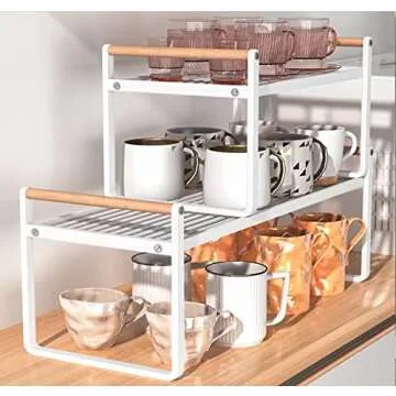 Gencuoir Stackable Wide Countertop Organizer, 13''×8.3''×7.9''Kitchen Bottle racks Organization and Storage, Spices Rack for Counter Shelf Cabinet Shelves Pantry Cupboard Under Sink