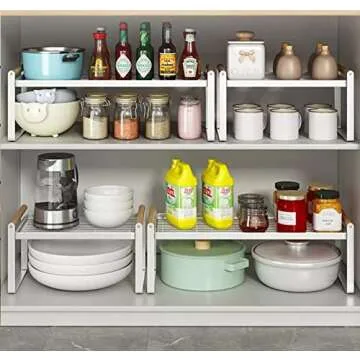 Gencuoir Stackable Wide Countertop Organizer, 13''×8.3''×7.9''Kitchen Bottle racks Organization and Storage, Spices Rack for Counter Shelf Cabinet Shelves Pantry Cupboard Under Sink