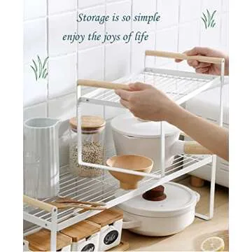 Gencuoir Stackable Wide Countertop Organizer, 13''×8.3''×7.9''Kitchen Bottle racks Organization and Storage, Spices Rack for Counter Shelf Cabinet Shelves Pantry Cupboard Under Sink
