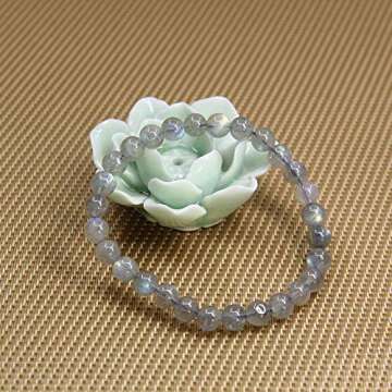 Natural AA Grade Labradorite Gemstone 6mm Round Beads Stretch Bracelet 7" Unisex