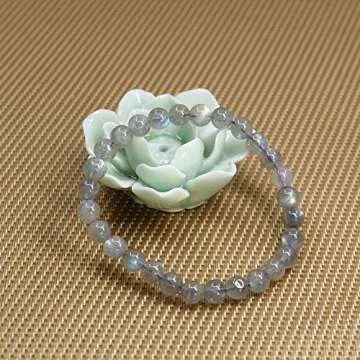Natural AA Grade Labradorite Gemstone 6mm Round Beads Stretch Bracelet 7" Unisex