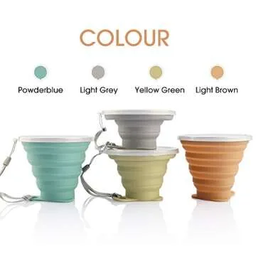 ME.FAN Silicone Collapsible Travel Cup - Portable 9.22oz Folding Camping Cup Set with Lid