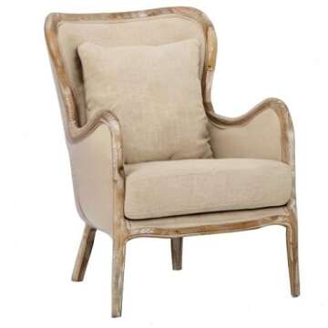 Christopher Knight Home Crenshaw Fabric Wing Chair, Beige