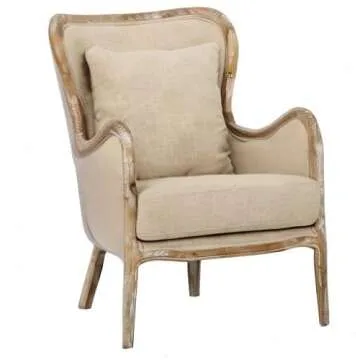 Christopher Knight Home Crenshaw Fabric Wing Chair, Beige