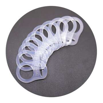 Sutoyuen 10 Clean Food Grade Transparent Silicone Adapter Rings Holder for Button Style Maam Dummy Baby Pacifier Soother Teething Ribbon Clip
