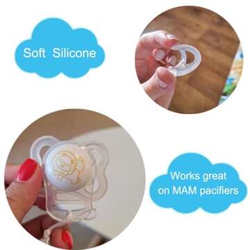 Sutoyuen 10 Clean Food Grade Transparent Silicone Adapter Rings Holder for Button Style Maam Dummy Baby Pacifier Soother Teething Ribbon Clip