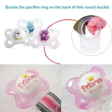 Sutoyuen 10 Clean Food Grade Transparent Silicone Adapter Rings Holder for Button Style Maam Dummy Baby Pacifier Soother Teething Ribbon Clip