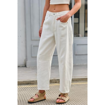 Stylish GREAIDEA Mid Rise Barrel Jeans for Women