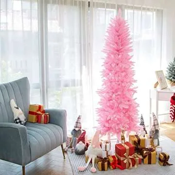 Stunning 6FT Pink Pencil Christmas Tree for Festive Charm