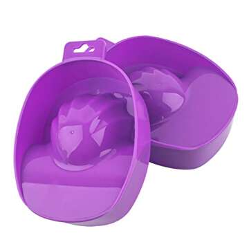 Framendino, 2 Pack Purple Nail Art Tips Hand Soak Bowl Tray Manicure Spa Bowls for Salon Home