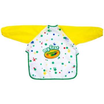 Crayola Art Smock for Toddlers, Small Waterproof Bib, Best Fit for Age 1 (12 Months), 1 x 7-1/5 x 8-1/10 in