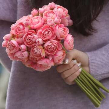 VIKINGS PANDA Ranunculus Artificial Flowers – 24 Pcs Bulk