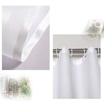 Extra Long Washable Shower Curtain Liner with Hooks