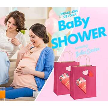 BagDream Hot Pink Gift Bags 8x4.25x10.5 100Pcs Paper Bags, Paper Gift Bags with Handles, Paper Shopping Bags Kraft Bags Party Bags Retail Merchandise Bags