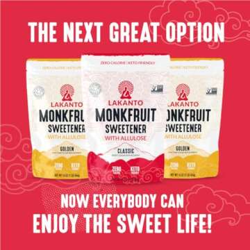 Lakanto Classic Monk Fruit Sweetener With Allulose, White Sugar Substitute From Monk Fruit Extract for Baking, Coffee & Tea, Gluten Free, Zero Calorie, Low Carb, Non GMO, Keto, Classic White, 1 LB Bag