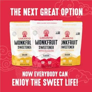 Lakanto Classic Monk Fruit Sweetener With Allulose, White Sugar Substitute From Monk Fruit Extract for Baking, Coffee & Tea, Gluten Free, Zero Calorie, Low Carb, Non GMO, Keto, Classic White, 1 LB Bag