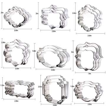 Plaque Frame Cookie Cutters Set -Different Frames Plaque and Tiles Cutter Molds for Making Fondant Cake Cookies Biscuit Fruit, Great for Wedding Mother's Day and Birthday Party Decorations (27 Pcs)