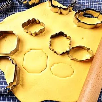 Plaque Frame Cookie Cutters Set -Different Frames Plaque and Tiles Cutter Molds for Making Fondant Cake Cookies Biscuit Fruit, Great for Wedding Mother's Day and Birthday Party Decorations (27 Pcs)