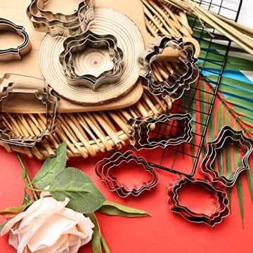 Plaque Frame Cookie Cutters Set -Different Frames Plaque and Tiles Cutter Molds for Making Fondant Cake Cookies Biscuit Fruit, Great for Wedding Mother's Day and Birthday Party Decorations (27 Pcs)