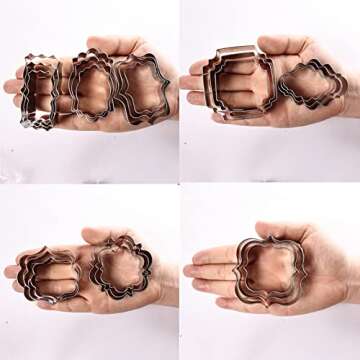 Plaque Frame Cookie Cutters Set -Different Frames Plaque and Tiles Cutter Molds for Making Fondant Cake Cookies Biscuit Fruit, Great for Wedding Mother's Day and Birthday Party Decorations (27 Pcs)