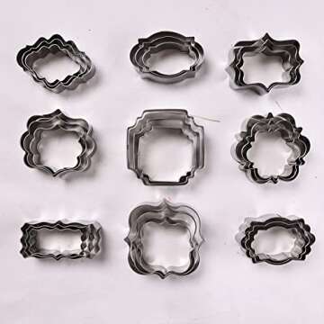 Plaque Frame Cookie Cutters Set -Different Frames Plaque and Tiles Cutter Molds for Making Fondant Cake Cookies Biscuit Fruit, Great for Wedding Mother's Day and Birthday Party Decorations (27 Pcs)