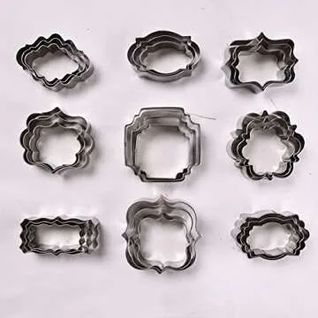 Plaque Frame Cookie Cutters Set -Different Frames Plaque and Tiles Cutter Molds for Making Fondant Cake Cookies Biscuit Fruit, Great for Wedding Mother's Day and Birthday Party Decorations (27 Pcs)