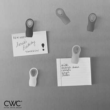 COOK WITH COLOR Bag Clips with Magnet - Chip Clips, Food Storage with Airtight Seal Grip for Bread, Snack and Food Bags (Grey Ombre, Pack of 10)