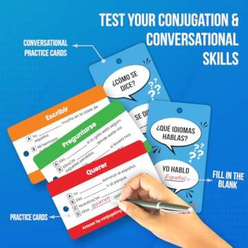 500+ English-Spanish Flash Cards for Adults and Kids 15+, 270 Spanish Verb Conjugation, Nouns, Adjectives, and Phrases to Learn Spanish for Adult Beginners