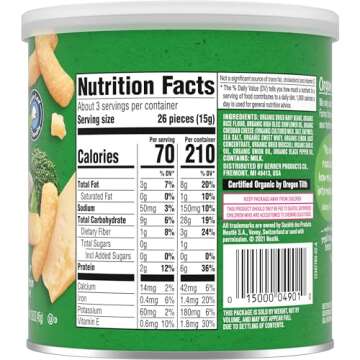 Gerber Snacks for Baby Organic Lil Crunchies, White Cheddar & Broccoli, 1.59 Ounce (Pack of 6)